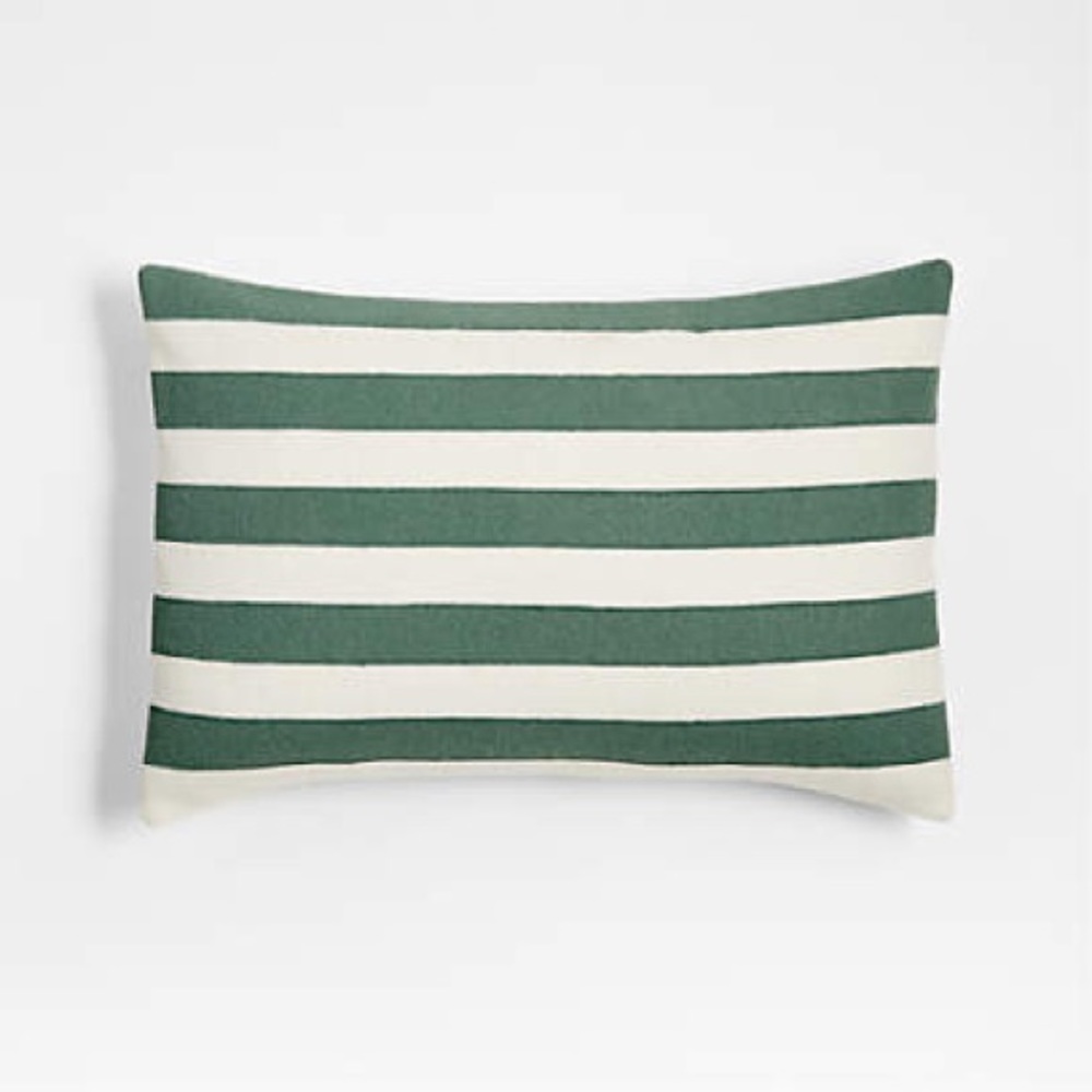 Pine Green Stripe 22"x15" Holiday Throw Pillow Cover by Joan Anderson